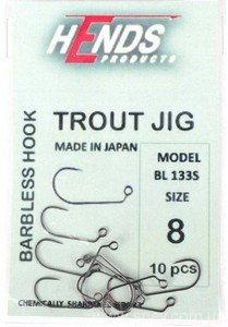 Гачки BL-133S Trout Area Barbless Jig Hooks (Hends products) безбородий
